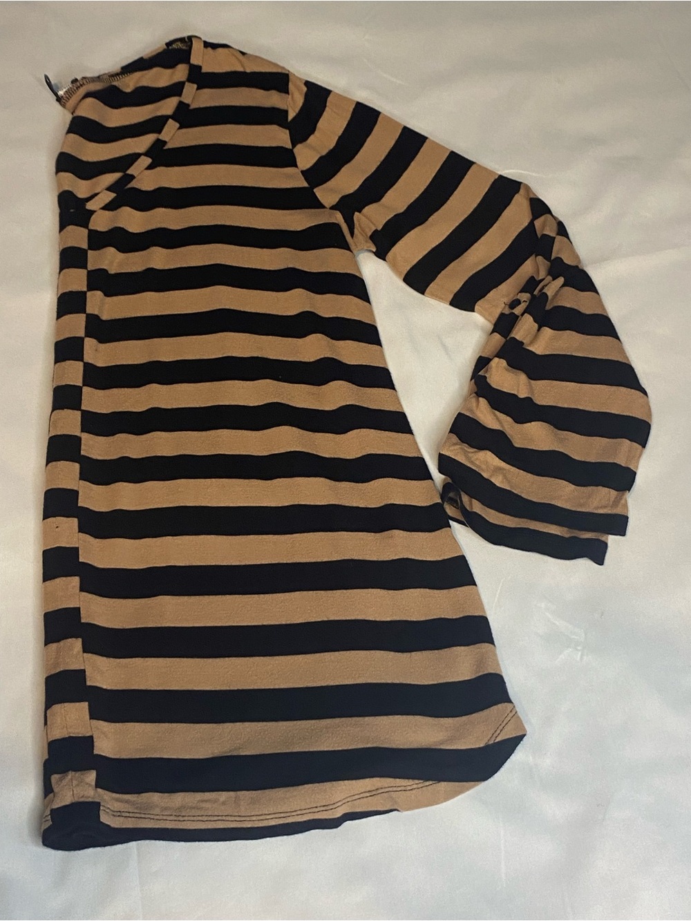 Cable & Gauge Women's XL Tan/Black Striped Long Sleeve Round Neck Top - Picture 9 of 9
